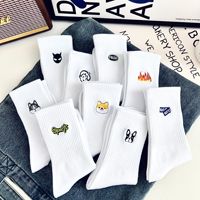 Prix d'usine, vente en gros de chaussettes en coton peigné doux brodé, chaussettes respirantes pour un usage quotidien, OEM, étiquette privée, approvisionnement en vrac