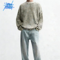Fabricant Chandail personnalisé de haute qualité, décontracté, à manches longues, en tricot, doux et chaud, à col rond et à fermeture éclair latérale pour hommes