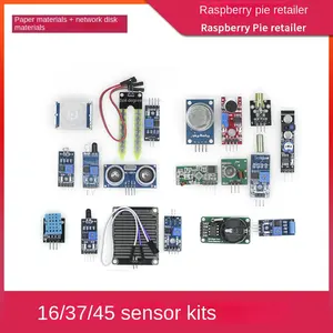 Applicable to Raspberry Pi/Stm32/Uno R3/51 Single Chip Microcomputer 16/37/45 Sensor Module Learning Kit