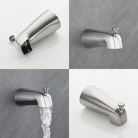 Robinet de baignoire mural en nickel brossé avec bouton inverseur extractible pour système de douche de salle de bain - Vente en gros