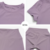 Ensemble de yoga pour femmes TZ9616-12 avec haut court à col rond et leggings évasés taille haute pour l'entraînement, le Pilates et le fitness