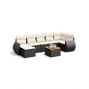Ensemble de canapés de jardin en rotin noir, mobilier d'extérieur avec coussins en mousse haute densité, design contemporain imperméable - Product Image 1