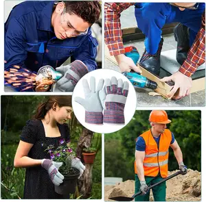 Guantes de seguridad de conducción de camiones de jardinería para trabajadores portuarios de servicio pesado personalizados guantes de trabajo de cuero de doble palma divididos en piel de vaca natural