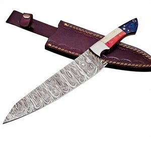 Ensemble de couteaux de chef en acier Damas de qualité industrielle avec logo personnalisé, manche en acier inoxydable, lame à pointe clip de 5 pouces, longueur totale de 13 pouces - Product Image 1
