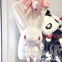 Boneka Kelinci Lucu dengan Ransel Mata Merah, Isian Kapas PP Super Lembut Peredam Tekanan, Dapat Dicuci, Pereda Stres