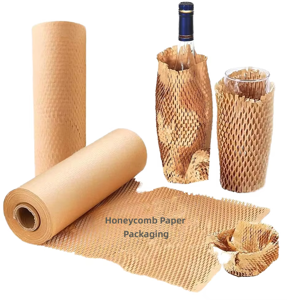 Low MOQ Custom Logo Eco-friendly Honeycomb Wrapping Paper for Fragile Gift Packaging Biodegradable Kraft Paper