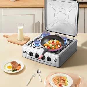 WINNING STAR ST-9658 Camping en plein air <span class=keywords><strong>4</strong></span> brûleurs Portable Noir Brûleur Cuisine Table de Cuisson à Gaz en Fonte Plaque de Cuisson à Gaz - Product Image 6