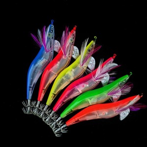 Mồi câu tôm phát sáng Dụng cụ câu cá mô phỏng Mực móc phát sáng trong bóng tối Móc câu hình tròn Móc câu bằng thép carbon cao Mồi câu cá - Product Image 1