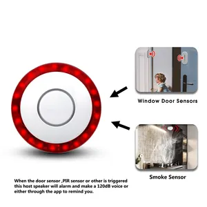 High Quality CE Z-wave Smart Alarm Sensor 120DB Loud Smart Home Security Alarm System Siren Strobe Alarm Module LED Lights Alert