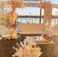 Nouvelle décoration de mariage romantique en acier inoxydable, scène de fête, décor de fond de bar doré