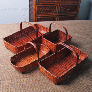 Bamboo Woven <b>Basket</b> Rectangle Handmade <b>Storage</b> Kitchen Home Office Use - Product Image 2