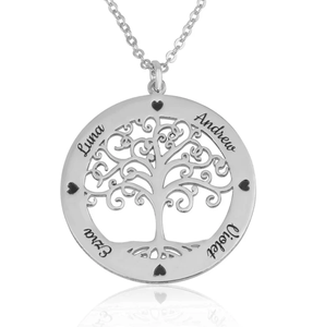 Collar Jietao con Colgante <span class=keywords><strong>de</strong></span> Árbol <span class=keywords><strong>de</strong></span> la Vida con Nombres Grabados, Acero Inoxidable, Chapado en Oro, Resistente al Deslustre, <span class=keywords><strong>para</strong></span> Mujeres y Hombres - Product Image 3