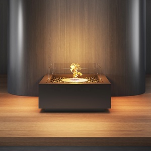Cheminée à éthanol sur pied mobile haut de gamme, design contemporain, construction en acier au carbone, chauffage sans fumée - Product Image 3