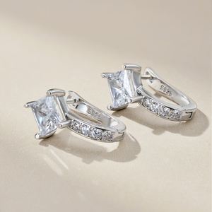 Dylam Women Daily Dress up Fine Jewelry Fade Free 925 Sterling <b>Silver</b> Rhodium Plated Sparkle 5a Cubic Zirconia Hoop Earrings - Product Image 5