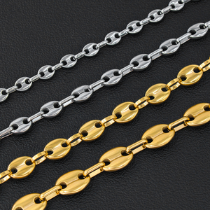 Collier en acier inoxydable plaqué or 18 carats avec chaîne à maillons en forme de grains de café |   Collier chaîne imperméable et durable en gros - Product Image 4