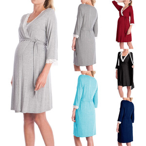 Pregnant <strong>Woman</strong> <strong>Pajamas</strong> <strong>Large</strong> <strong>Sized</strong> Pull Over Nightgown Lace Sleepwear Three Quarter Sleeve Short Sleeve Dress <strong>Pajama</strong> Robes - Product Image 1