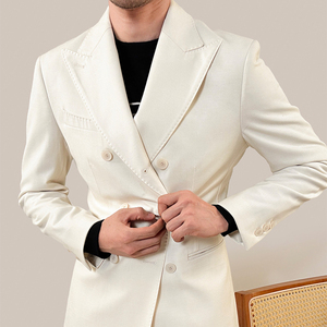 Nouveau produit Costumes de mariage classiques pour hommes Costume pantalon manteau blanc pour hommes Costume croisé - Product Image 3