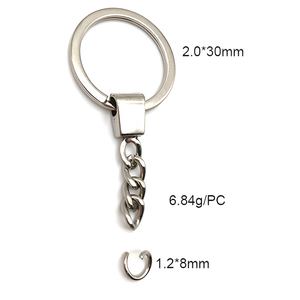 Porte-clés plat en métal de 30mm Porte-clés rond en métal avec chaîne à quatre maillons en alliage pour cadeaux Porte-clés Accessoires - Product Image 2