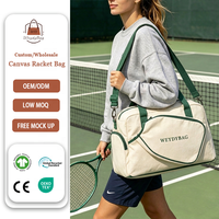 Sac de raquette de pickleball en toile durable personnalisé, compartiment séparé pour chaussures, sac de sport pour raquette de tennis avec sangle amovible