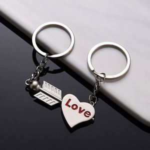Llaveros de Metal con Forma de Corazón al por Mayor de Fábrica, Llavero de Pareja con la Frase I LOVE YOU - Product Image 3