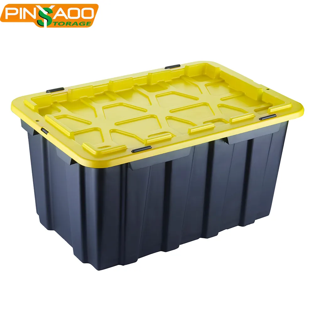 New Fashion Function Storage High Quality 60L Yellow Black Stackable Plastic Tool Storage Box
