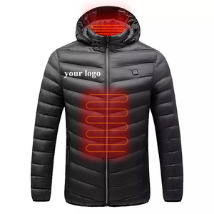 Custom Canvas Letter Pattern Men's <b>Heated</b> <b>USB</b> Windproof Winter Hooded Puffer Jacket - Product Image 1