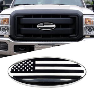 Nouveau ABS calandre drapeau américain Chrome <span class=keywords><strong>voiture</strong></span> autocollants emblème pour Ford 9 "ovale décalcomanie Badge plaque signalétique - Product Image 2