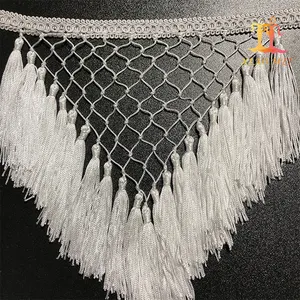 New style elegant white Triangle long tassel & fringe for clothing