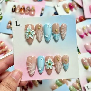 <span class=keywords><strong>Uñas</strong></span> Acrílicas <span class=keywords><strong>de</strong></span> Lujo al por Mayor, 10 Piezas, Diseño Francés, Forma <span class=keywords><strong>de</strong></span> Almendra, Pintadas a Mano en 3D, Reutilizables, <span class=keywords><strong>Uñas</strong></span> Postizas <span class=keywords><strong>de</strong></span> Alta Calidad - Product Image 2
