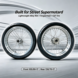 Ensemble de roues de <span class=keywords><strong>moto</strong></span> Surron Light Bee 2 de 17 pouces, roues de supermotard, jantes en alliage CNC, pneus slick CST, couleurs personnalisées - Product Image 5