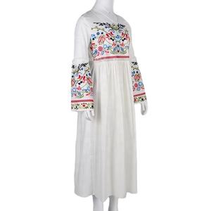 Vestido Largo de Moda Europea para Mujer, Bordado Floral, Elegante, con Mangas Acampanadas, Cintura Natural y Volantes - Product Image 3