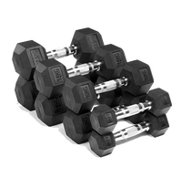 Set Dumbbell Hexagonal Berlapis Karet dengan Pegangan Knurled Krom untuk Gym Rumahan