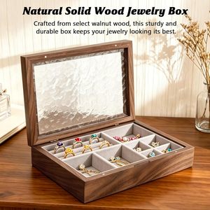 Scatola Portagioie in Legno Personalizzata, Fatta <span class=keywords><strong>a</strong></span> Mano con Fodera in Velluto, Organizzatore per Orecchini e Bracciali, Cofanetto Portaoggetti - Product Image 2