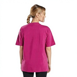 Camiseta de Manga Corta para Mujer, Cuello Redondo, Color Rosa, Corte Regular, Informal, Color Sólido, 100% Algodón Jersey, Transpirable, Tejido de Punto - Product Image 1
