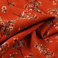 Nouvelle mode polaire douce, matière première en Polyester, Design à rayures extensibles, tissu en velours côtelé imprimé Floral 21W pour la couture de robes