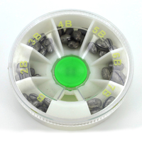 Boîte en plastique verte emballage forme ronde plomb split shot pêche poids plombs