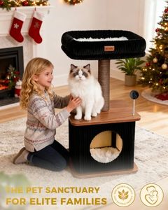 Arbre à <span class=keywords><strong>chat</strong></span> moderne, durable et élégant, conçu pour les chats d'intérieur, parfaitement conçu dans le style loft <span class=keywords><strong>nordique</strong></span>, tour à <span class=keywords><strong>chat</strong></span> en bois - Product Image 4