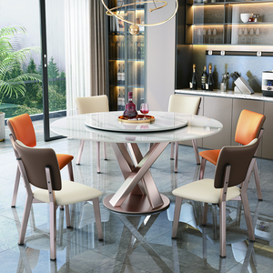 Moderno semplice grande tavolo da pranzo rotondo in ardesia con giradischi in marmo mobili per la casa appartamento o Bar uso - Product Image 5