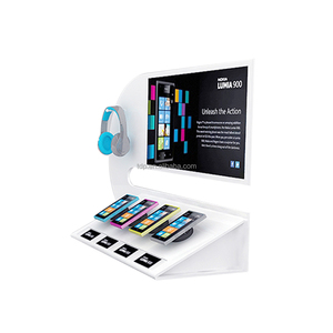 Fabriek Acryl Bluetooth Hoofdtelefoon Headset Display Stand Elektronische Product Display Stand Led Licht Display Tabel Maatwerk