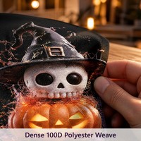 Bannière décorative d'Halloween Jack-o'-lantern en polyester 100D, imprimé mignon de crâne et de citrouille, drapeau vertical à suspendre à la porte, 180x30cm