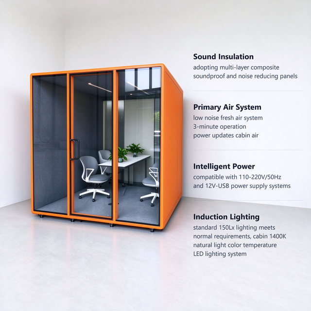 Silent Business Office Soundproof Booth for Office Building Meetings Live Streaming Interviews-Modern Aluminum Design