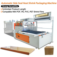 Machine d'emballage rétractable automatique en L, type à scellage latéral, pour planches de bois longues, boîtes en carton, cosmétiques, coffrets cadeaux, POF, PE