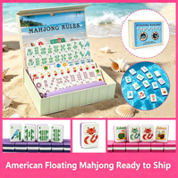 Ensemble de Mahjong flottant américain comprenant des dés blancs, des tuiles de Mahjong flottantes et un tapis flottant, table de Mahjong flottante.