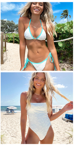 Nuevo Estilo, Conjunto de Bikini de Dos Piezas con Soporte de Acero y Diseño de Espalda Cruzada, Color Sólido, Sin Espalda, con Nudos, Sexy, para <span class=keywords><strong>Mujer</strong></span> - Product Image 6