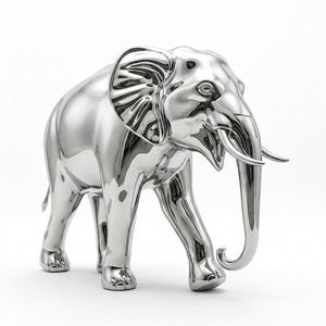 Stainless Steel Elephant Sculpture Striking Geometric Faceted Design Traditional Modern Polished <b>Outdoor</b> <b>Garden</b> Decor Park Plaza - Product Image 2