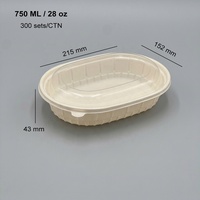 Boîte à lunch ovale jetable avec couvercle transparent, rectangulaire, 750 ml, récipient alimentaire à emporter, compatible micro-ondes et congélateur, anti-fuite, sans BPA