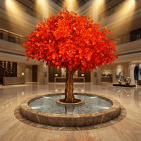 Feuilles d'érable artificielles romantiques rouges, arbres d'érable rouges artificiels pour la décoration de la maison et du jardin