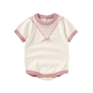 Mimixiong ผู้ผลิตเด็กวัยหัดเดินเด็กทารกถักเสื้อผ้าฤดูร้อนแขนสั้นผ้าฝ้ายนุ่มRomper Onesieเสื้อถัก - Product Image 3