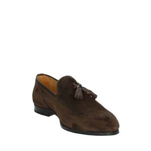 Mocassini da uomo in camoscio marrone scuro con nappe, slip-on, eleganti - Product Image 5