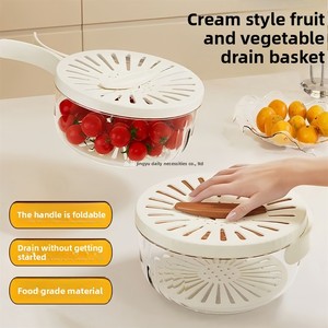 Kitchen Multifunctional Drain Basket Fruit and Vegetable Washing Tool Household Refrigerator Fresh-keeping Box Double-layer - Product Image 4